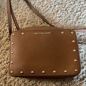 Michael Kors brown studded cross body purse